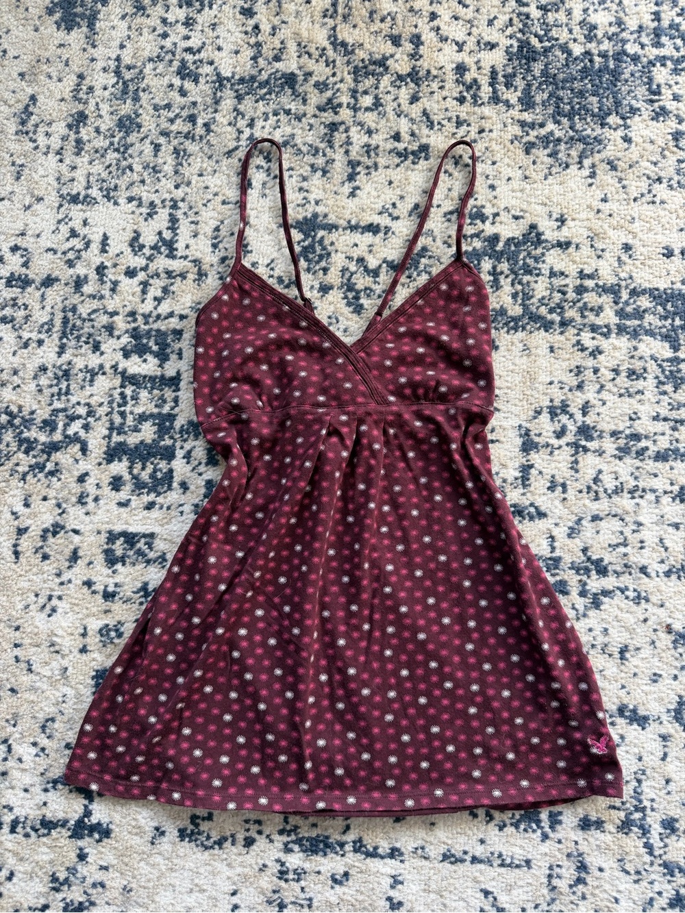 Y2K American eagle Women's Burgundy Polka Dot babydoll top
